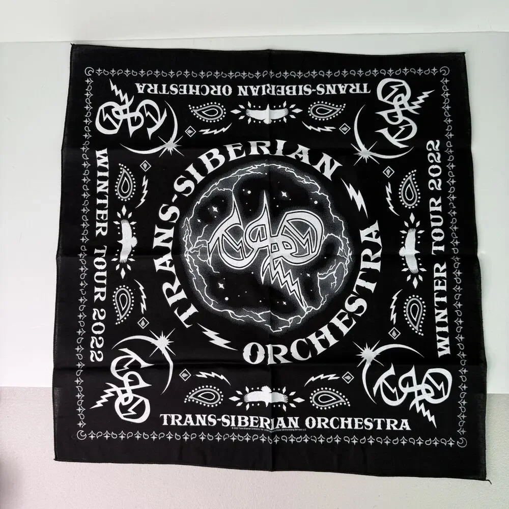 Trans Siberian Orchestra TSO Winter Tour 2022 Black White Bandana Head Scarf